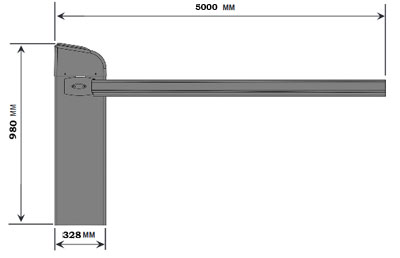 Габаритные размеры шлагбаума Doorhan Barrier-Pro 5000